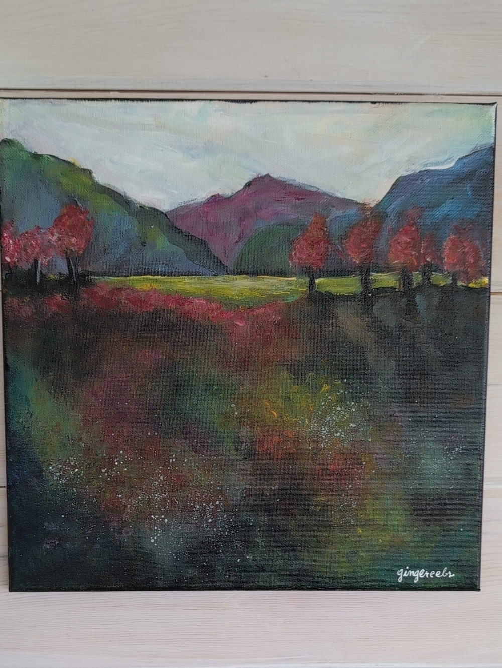 Original Ginger Ebert Acrylic Abstract Landscape Painting Signed "Shadows"